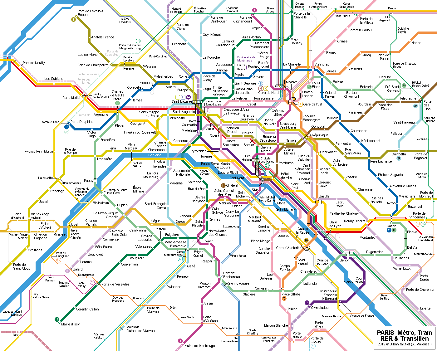 Карта парижского метрополитена